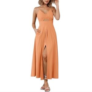 BTFBM Womens Summer Spaghetti Strap,Sleeveless, V Neck,Cutout,Maxi Long Dress XL